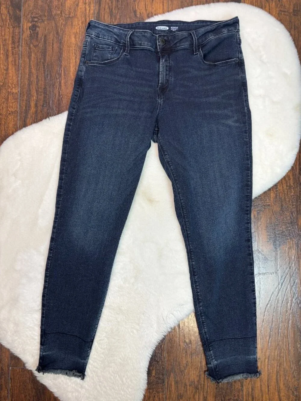 Old Navy Jeans 12 Rockstar Super Skinny Ankle Mid-Rise Stretch Blue Dark Wash